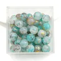 10mm blue and grey crackle glass beads with gold foil in a transparent storage box - Approx 20 Beads / Blue Cyan Gray Marble Gold