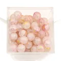 Pink 10mm glass crackle beads with gold foil inside a clear plastic storage box - Approx 20 Beads / Pink Gold Cherry Blossom