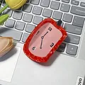 Molla per capelli a forma di orologio sciolto in acetato marmo rosso e rosa - Orologio Squagliato Rosso