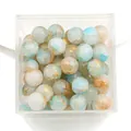 Light blue and white 10mm glass beads with gold foil for DIY jewelry making - Approx 20 Beads / Blue White Marble Gold