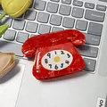 Red vintage telephone style acetate claw clip with numbered dial for women hair - Retro Rotary Telephone