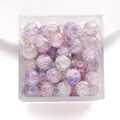 10mm purple and pink crackle glass beads in a clear box for DIY jewelry making - Approx 20 Beads / Purple Crackle Glass