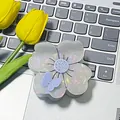 Floral acetic acid hair claw clip with crystal bee and butterfly accents in pearlescent finish - Pearlescent Flower Butterfly Style / White Mermaid Pearl Flower