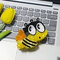 Chic bee-shaped acetate hair claw clip with yellow marble texture and rhinestone eyes - Cartoon Big-eyed Bee Style / Big Eyed Bee