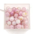 Pink and white 10mm cracked glass beads with gold leaf for DIY jewelry making - Approx 20 Beads / Pink White Gold Crackle