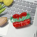 Christmas gift box style acetate hair claw clip with festive red and green marble pattern - 5774993530440 / Christmas Gift