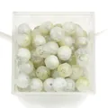 10mm milky white glass crackle beads with gold ink texture in clear storage box - Approx 20 Beads / Gray Crackle Gold Ink