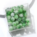 10mm green marble effect glass beads with ice crack pattern for DIY jewelry making - Approx 20 Beads / Green Marble Dyeing