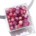 10mm purple and rose red gradient glass beads with crackle texture in a square box - Approx 20 Beads / Purple Magenta Crackle