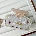 Artisan acetate hair claw clip with purple rhinestones and marble texture for women - 8.5*5.5cm / Pink Diamond