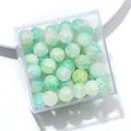 Light green 10mm glass crackle beads in a clear box for DIY jewelry making - Approx 20 Beads / Light Green Clear Round