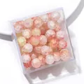 10mm gradient pink and orange glass crackle beads in a transparent box for DIY jewelry - Approx 20 Beads / Pink Orange White Crackle