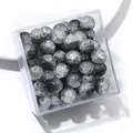 10mm black and white cracked glass beads for DIY jewelry making in a clear box - Approx 20 Beads / Black White Gray Crackle