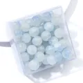 Light blue marble texture 10mm glass beads for DIY jewelry making in a plastic box - Approx 20 Beads / Light Blue White Marble