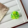 Mini green octopus hair claw clip with acetate spotted pattern and cute expression - Mini Green Octopus