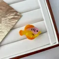 Mini acetate hair clip in tropical fish shape with yellow and pink marble pattern - Mini Orange Tropical Fish