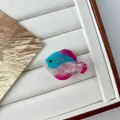 Chic acetate colorful fish hair clip with marble texture for trendy y2k hairstyles - Mini Pink Blue Tropical Fish