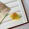 Mini tropical fish hair claw clip in vibrant yellow and orange acetate material - Mini Yellow Tropical Fish