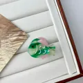 Mini sea fish hair clip made of green and pink marbled acetate resin in y2k style - Mini Green Tropical Fish