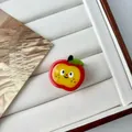 Mini red apple cartoon hair clip with cute smiley face in glossy acetate finish - Mini Smiling Apple