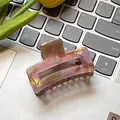 French style square hair claw clip featuring pink and brown marble pattern finish - Peach Pink 6cm