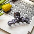 Elegant purple checkered hair claw clip with star cutout on a laptop keyboard - Hollow Flower / 10cm / Black White Grid