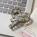 Elegant grey marble acetate hair claw clip with golden metal frame on laptop - Stone Pattern Light Gray (5cm*6.5cm)