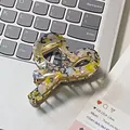 Acetate hair claw clip with colorful ink splash texture and gold metal spring detail - Stone Pattern Light Yellow (5cm*6.5cm)
