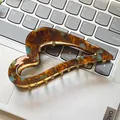 Brown and blue tortoiseshell acetate heart hair claw with golden metal teeth - 11.5cm / Blue Coffee Floral