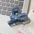 Sky blue acetate hair claw clip with marble texture for elegant half-up hairstyles - Deep Blue (5cm*6.5cm)