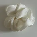 Vista dettagliata della trama del tessuto plissettato bianco perla lucido - Beige