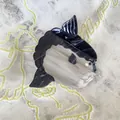 Detail of mola mola hair clip with marble textured acetate and engraved fin patterns - Sunfish Shape (C)