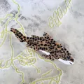 Detailed view of leopard shark hair claw clip with acetate texture and gold wire inlay - Leopard Shark Shape (D)