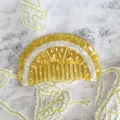 Acetate hair comb in yellow and pearl white marble texture with wide teeth - Orange Slice Style / Orange