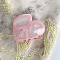 Pink heart-shaped acetate hair claw clip with white pearlescent resin inlay for women - Pink Heart