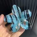 Pinza per capelli a fiore Halloween con motivi di fantasmi e strisce blu verticali - Stile Fiore Fantasma a Righe Blu
