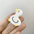 Pince à cheveux canard blanc en acétate avec bec jaune et joues roses, petite taille - Style Canard Blanc
