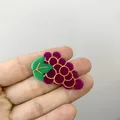 Pince à cheveux en acétate forme raisin avec perles mauves et feuille verte sur or - Style Raisin