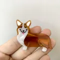 Pince à cheveux adorable motif chien Corgi en acétate marron et blanc pour femme - Style Corgi (K)
