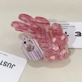 Pink and purple acetate peacock hair claw clip with colorful rhinestone embellishments - Pink