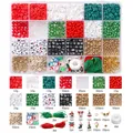 DIY Christmas jewelry kit with seed beads, letter beads, and festive charms in 24 grids box - Large Multi Grid Beaded Set / Christmas Series Set