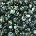 DIY handmade 10mm round acrylic flower beads with black and blue marble texture - 10mm (Approx. 50 Pieces) / Black