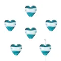 Handmade heart-shaped glass beads with blue and white swirl pattern for DIY jewelry - 15x15mm (2 Pieces) / Peacock Green