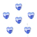 Blue and white marbled glass heart beads with central holes for DIY jewelry making - 15x15mm (2 Pieces) / Dark Blue