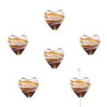 Set of 6 brown and white swirl pattern heart glass beads for DIY jewelry making - 15x15mm (2 Pieces) / Brown