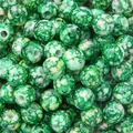 Green marble pattern acrylic round beads for DIY jewelry making and craft bracelets - Dark Green