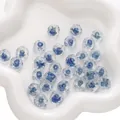 Perles lampwork rondes plates à fleurs bleues pour bijoux et bracelets DIY - 12x7mm (1 Pièce/Paquet) / Mer Mystérieuse