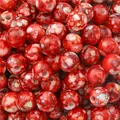 Vibrant red marble acrylic flower beads with colorful patterns for DIY jewelry making - Red