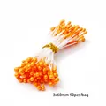 Étamines de fleurs artificielles orange 3x60mm pour accessoires de cheveux DIY, 90 pcs - Étamines de Fleurs Nacrées / 3 mm x 60 mm (90 pièces/paquet)