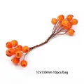 Baies givrées orange accessoires floraux DIY faits à la main pour épingles à cheveux - Baies Givrées / 12 mm x 130 mm (10 pièces/paquet)